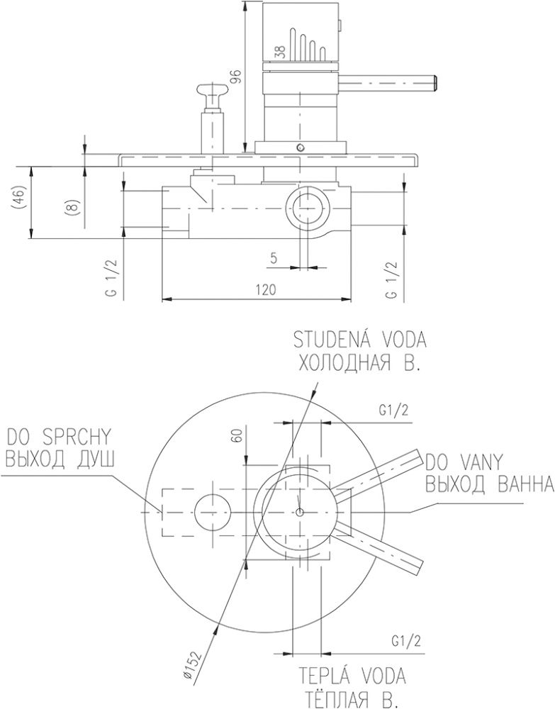 Смеситель для ванны Rav Slezak Dunaj Termostat DT286 термостат