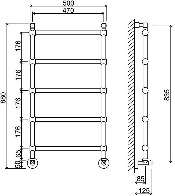 Полотенцесушитель водяной Margaroli Sole 370-442-5 хром