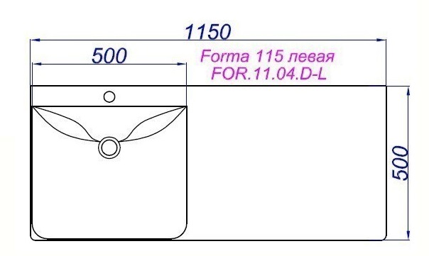 Раковина Aqwella Forma 115 см левая