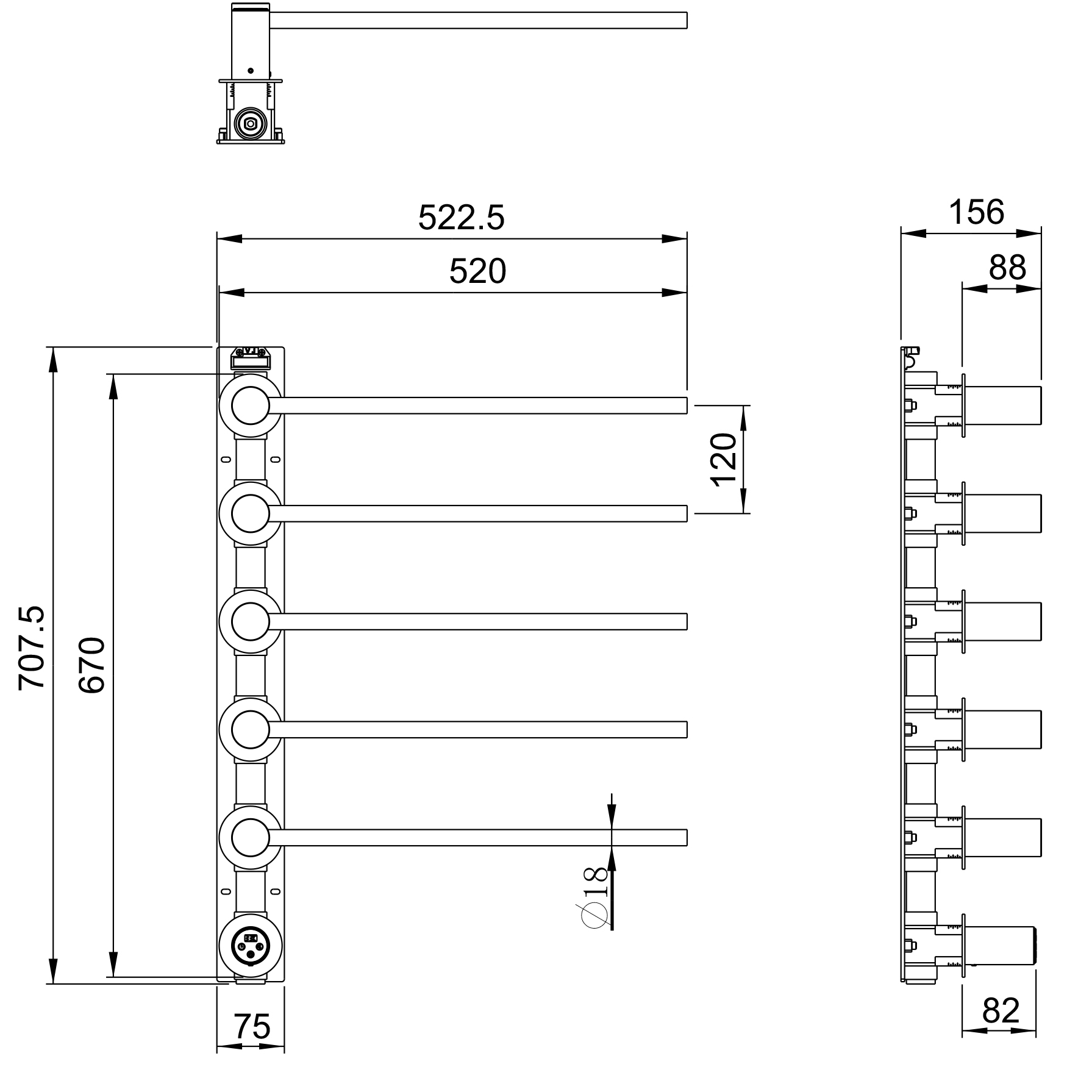 Полотенцесушитель электрический Wonzon&Woghand Munchen WW-A355-MB черный матовый