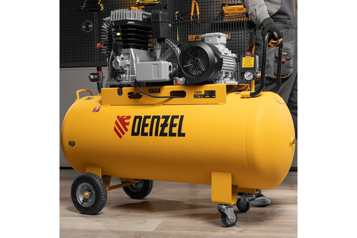 Воздушный компрессор Denzel BCI4000-T/200, ременной привод 4,0 кВт, 200 литров, 690 л/мин 58124