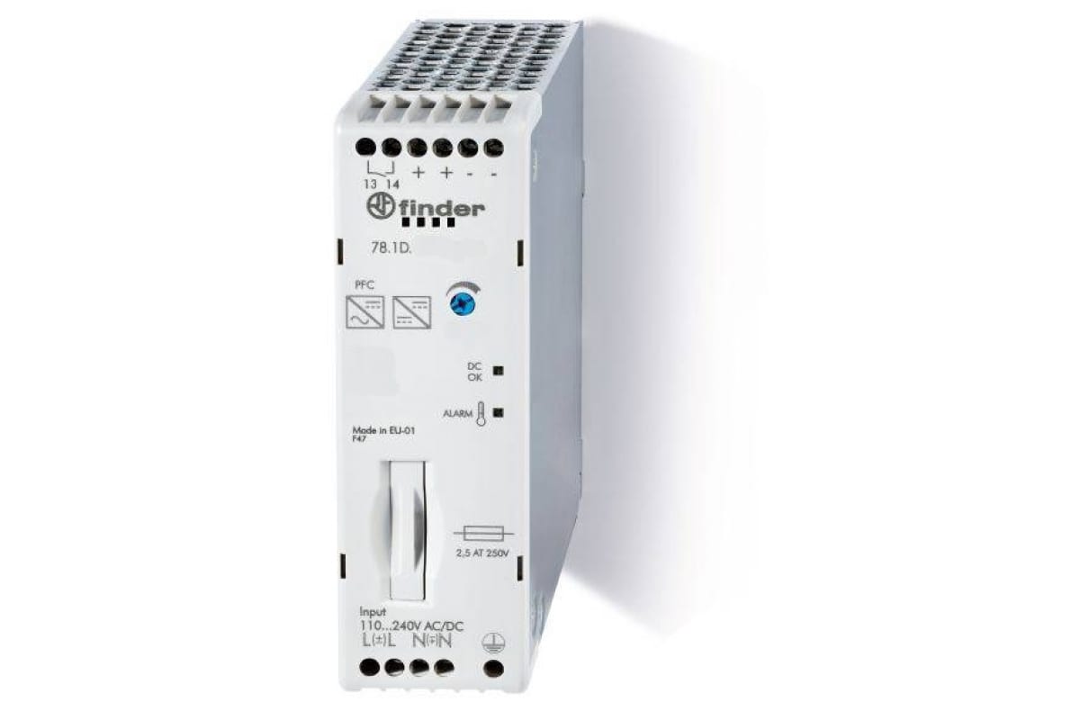 Импульсный источник питания Finder вход 110...250в Ac/Dc, выход 24в Dc, 130вт, 781D12302415