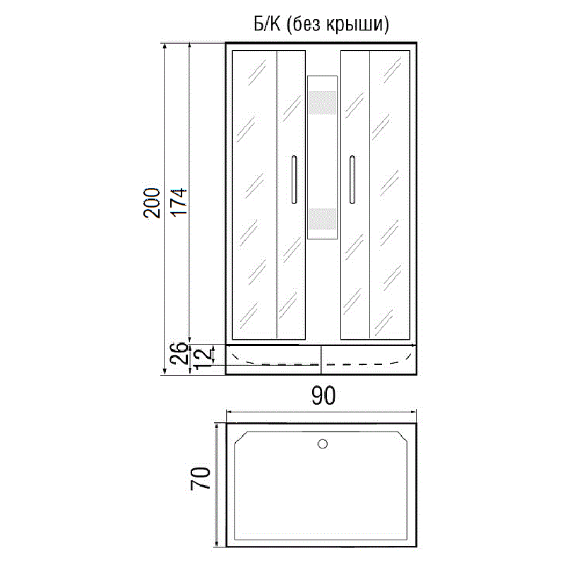 Душевая кабина River Quadro Б/К 90/70/24 МТ 90x70 матовая, без крыши