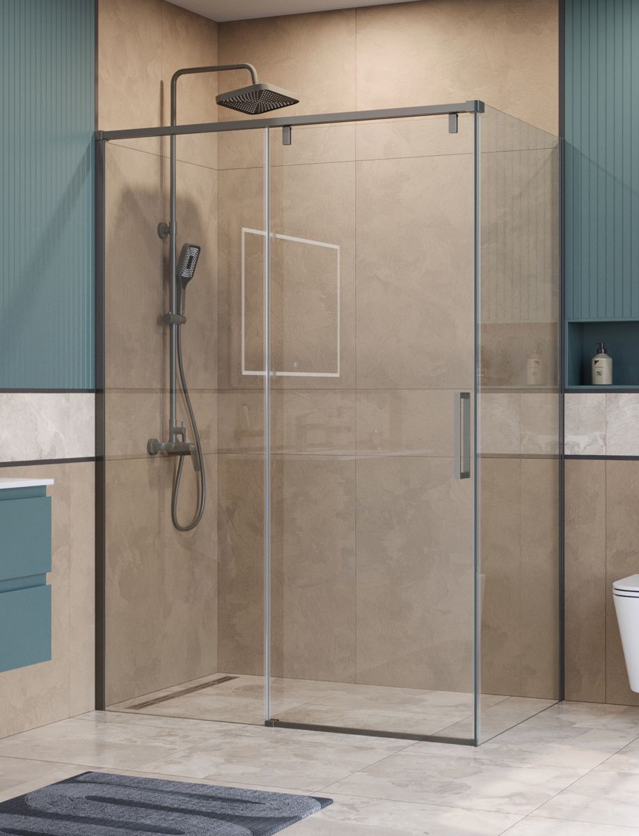 Душевой уголок BelBagno SOFT_CLOSE-1-AH-1-160/90-C-GM 160x90 прозрачный, оружейная сталь Душевой уголок BelBagno SOFT_CLOSE-1-AH-1-160/90-C-GM 160x90 прозрачный, оружейная сталь