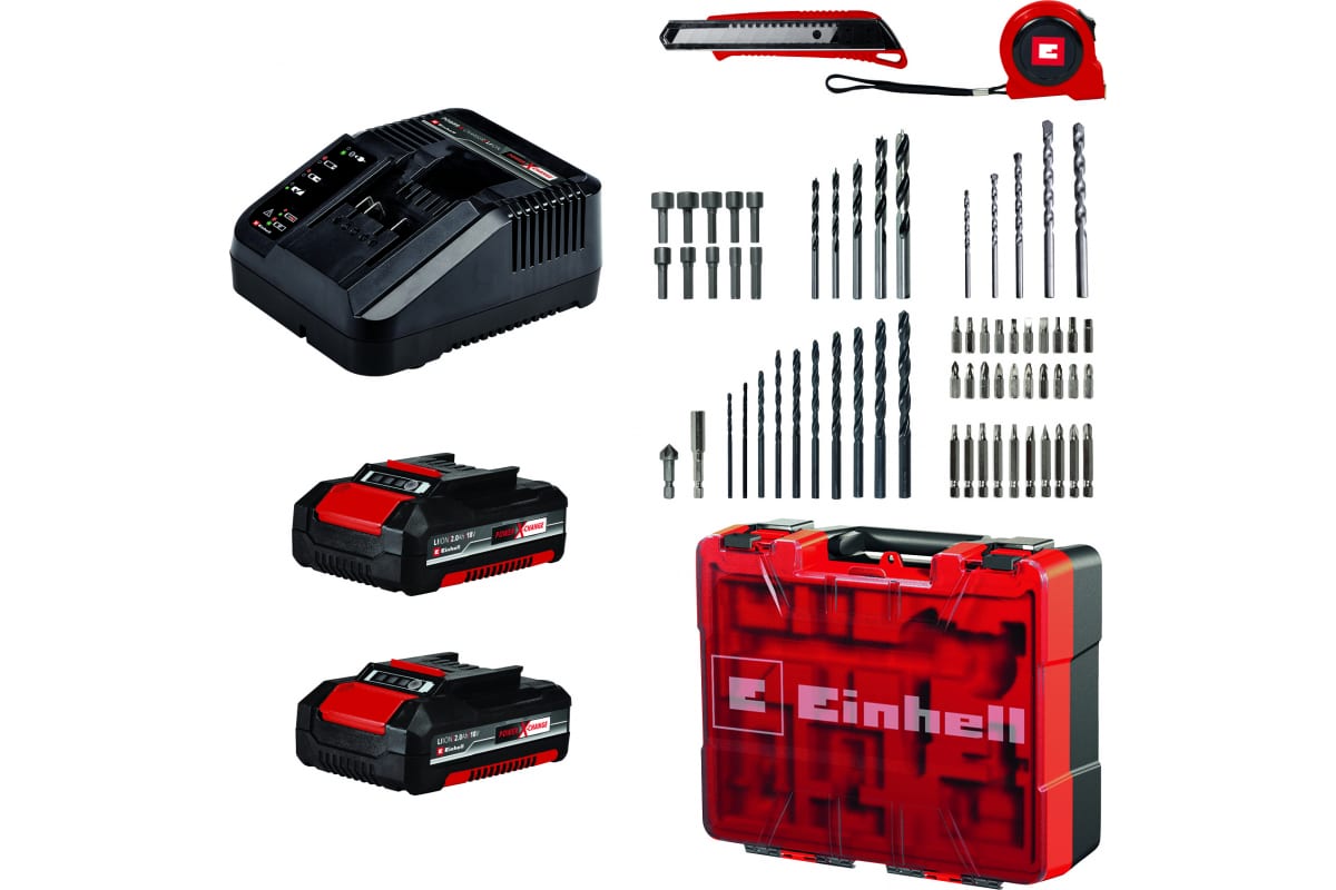 Аккумуляторная ударная дрель-шуруповерт Einhell PXC TE-CD 18/40 Li-i +64 2x2.0 Ah 4513992