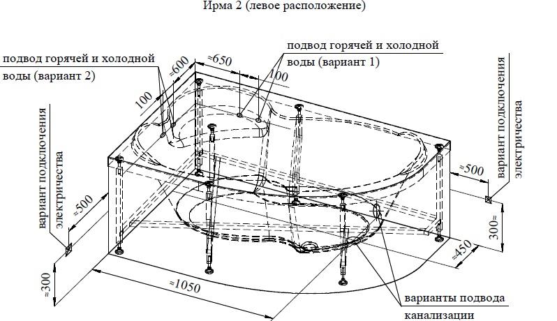 Акриловая ванна Ваннеса Ирма 150х97 см L