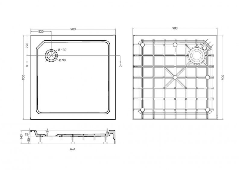 Поддон для душа Cezares TRAY-SMC-A-90-550-150-W 90x90 стеклокомпозит