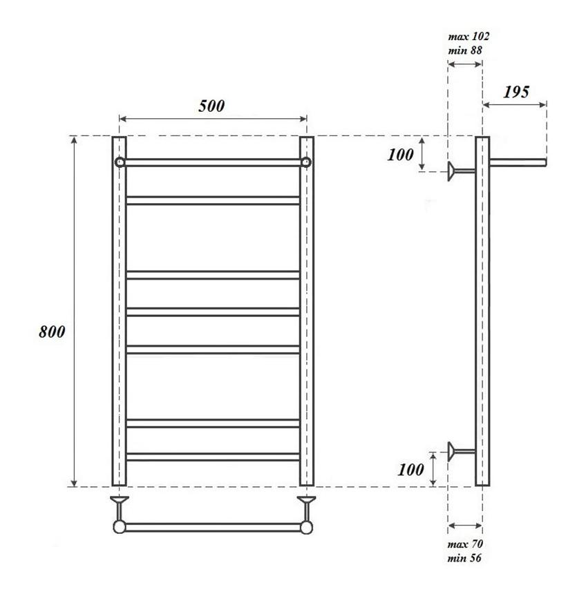 Полотенцесушитель электрический Point PN10158PE П6 50x80 с полкой, хром