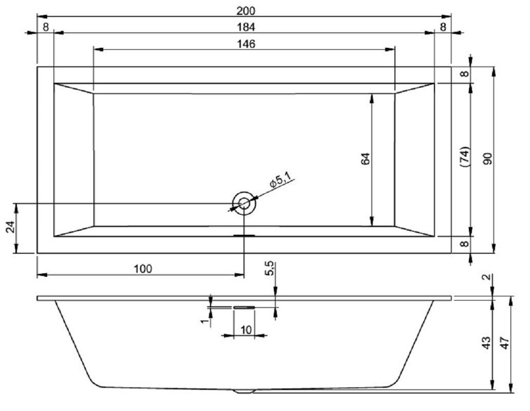 Акриловая ванна Riho Rethink Cubic 200x90 белый глянец B110001005