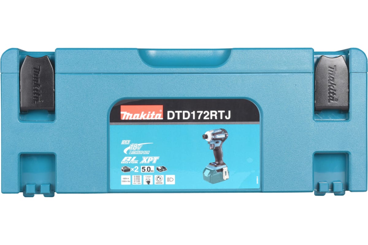 Аккумуляторный ударный бесщеточный шуруповерт Makita Т-Режим, 1/4", 180Нм, М5-М16, кейс, 2x5Ач DTD172RTJ