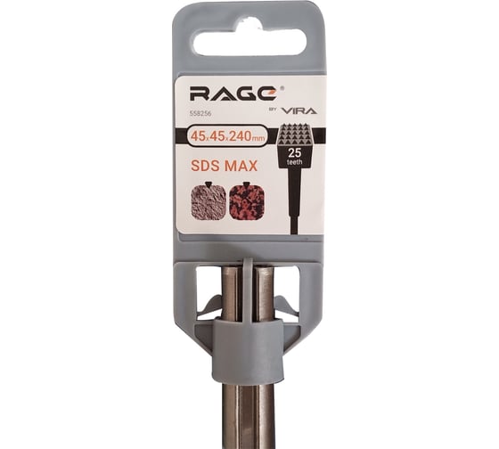 Зубило бучарда по бетону RAGE 45x240 мм, SDS-max VIRA 558256