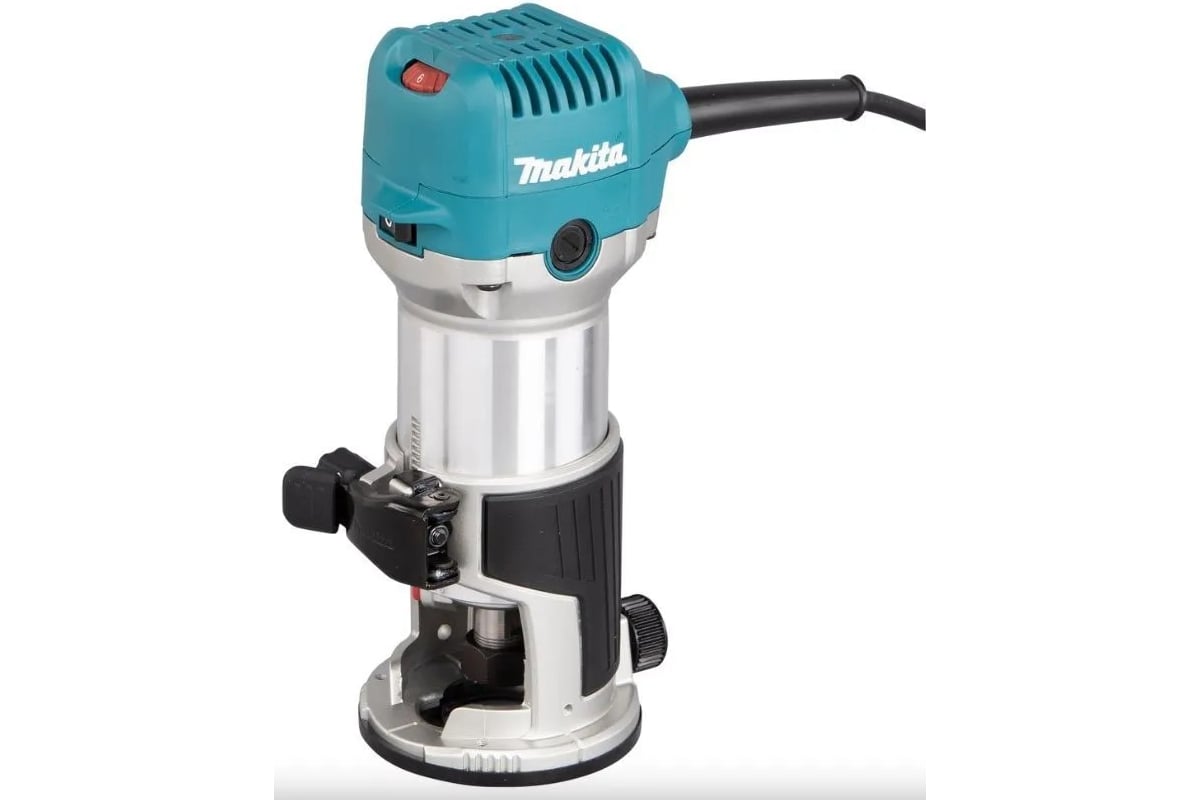 Кромочный фрезер Makita 710 Вт,10000-34000 об/м, цанга 6 и 8 мм, погружная и наклонная базы, копировальные втулки 10 и 16 мм, параллельный упор, сумка RT0702CX2