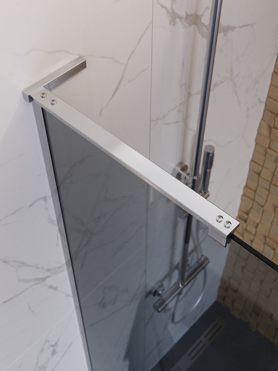 Душевая перегородка Belbagno UNO-L-1-TB-90-GR-Cr 90x200 графит, хром