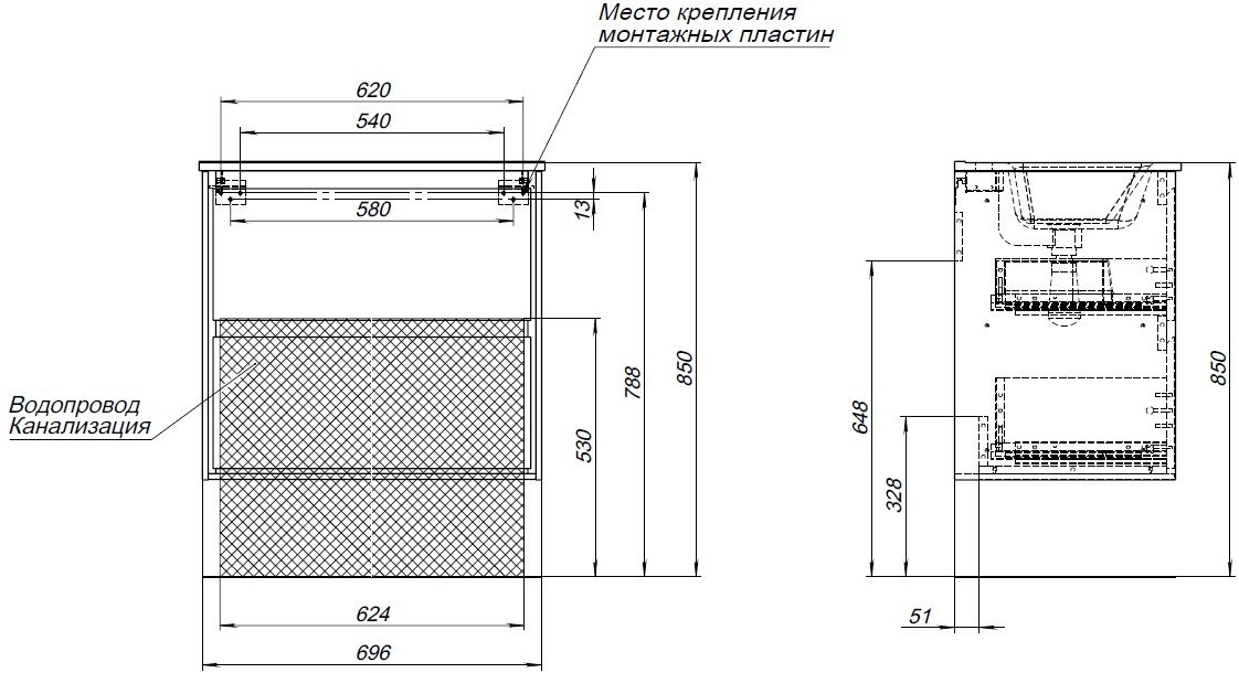 Мебель для ванной Aquanet Милан 60 см дуб рошелье