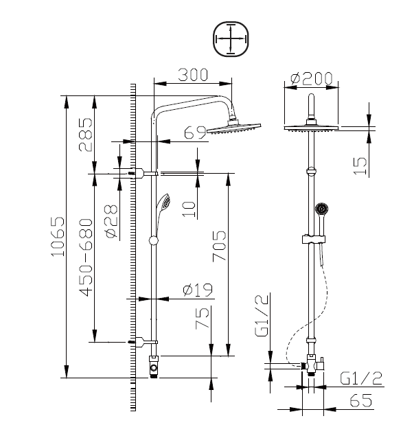 Душевая стойка Bravat Fit D283CP-2-RUS хром