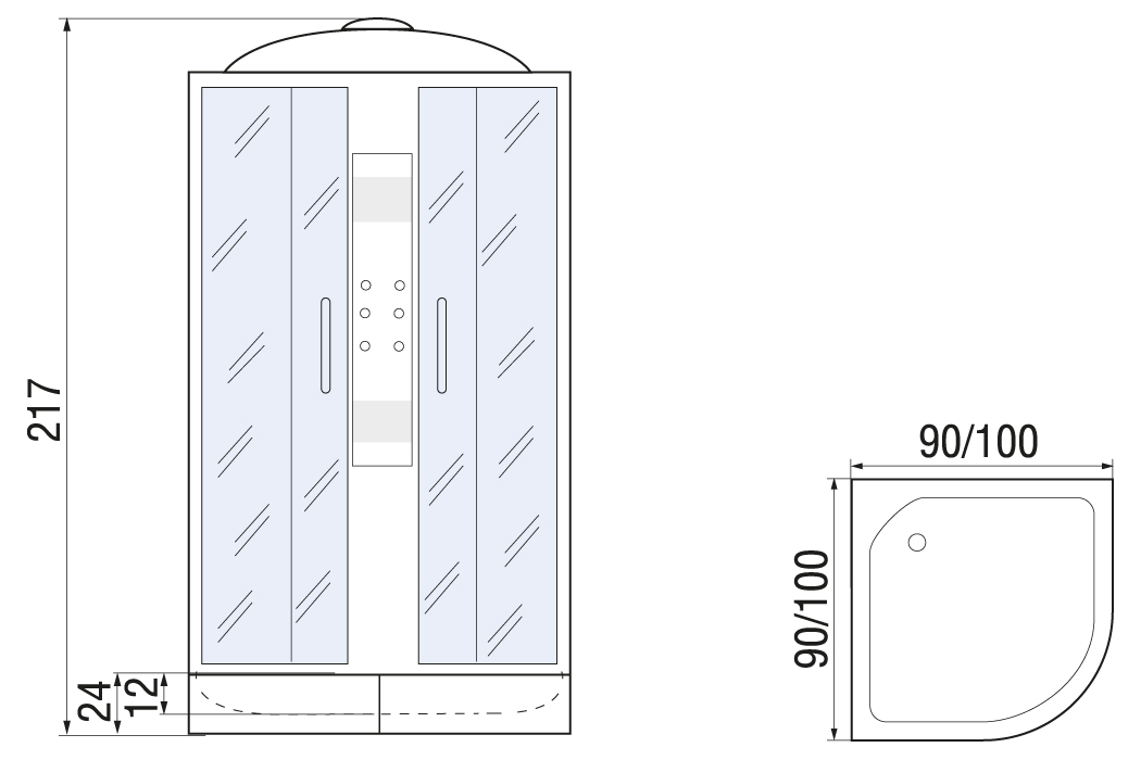 Душевая кабина River Temza 90/24 ТН 90x90 тонированная, 10000001290