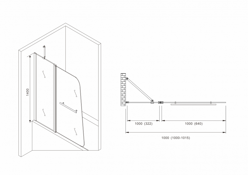 Шторка для ванны Abber Ewiges Wasser AG50100B 100x140 черный