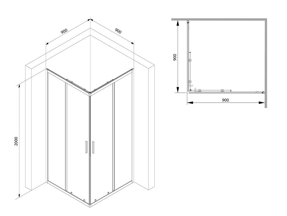 Душевой уголок Am.Pm Gem S W93G-403-090BT 90x90 прозрачный, черный матовый