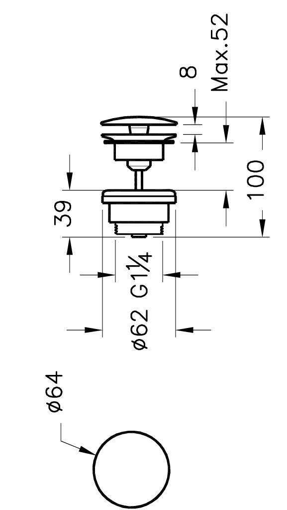 Донный клапан Vitra Syphon A45148 без перелива, ненажимной