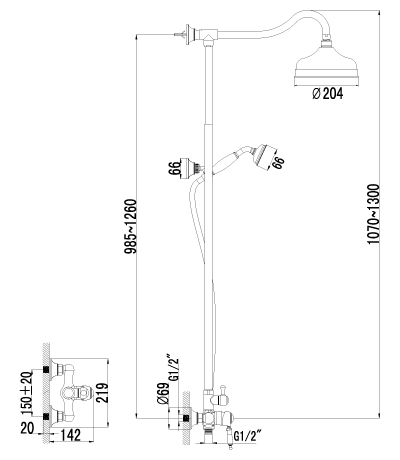 Душевая стойка Lemark Villa LM4860B бронза