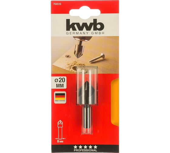 Зенкер по дереву и цветным металлам (20 мм; хвостовик 8 мм) KWB 7045-10