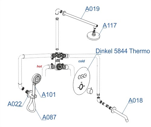 Душевой набор WasserKRAFT Dinkel A175817 с термостатом