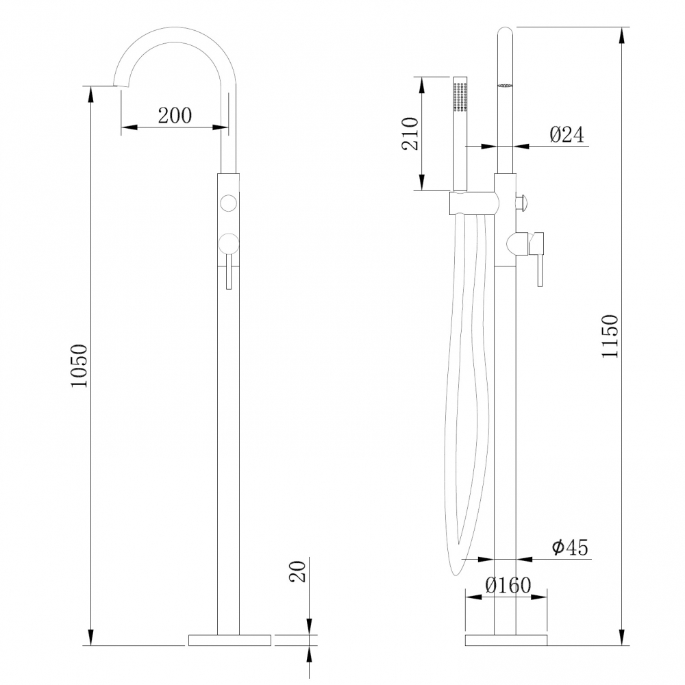 Напольный смеситель Abber Wasser Kreis AF8115B черный матовый