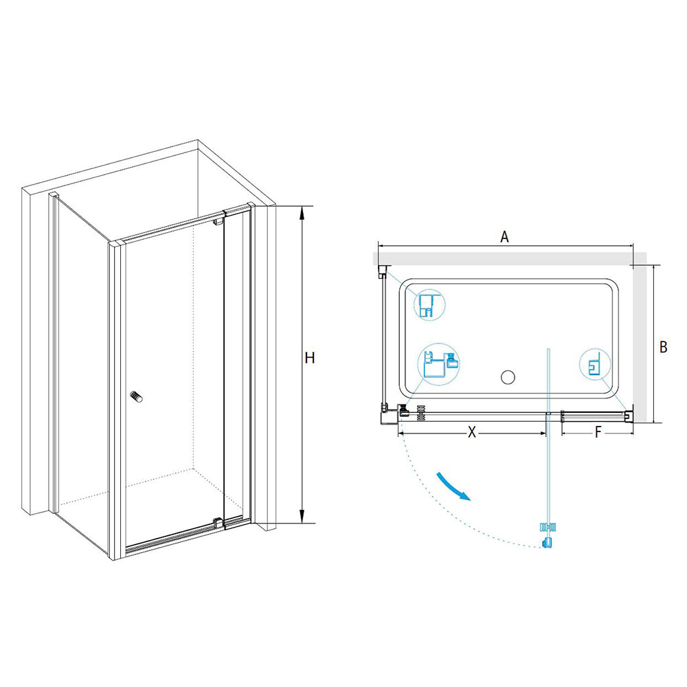 Душевой уголок RGW Passage PA-44 (PA-02 + Z-050-1) 80x90 прозрачное, хром