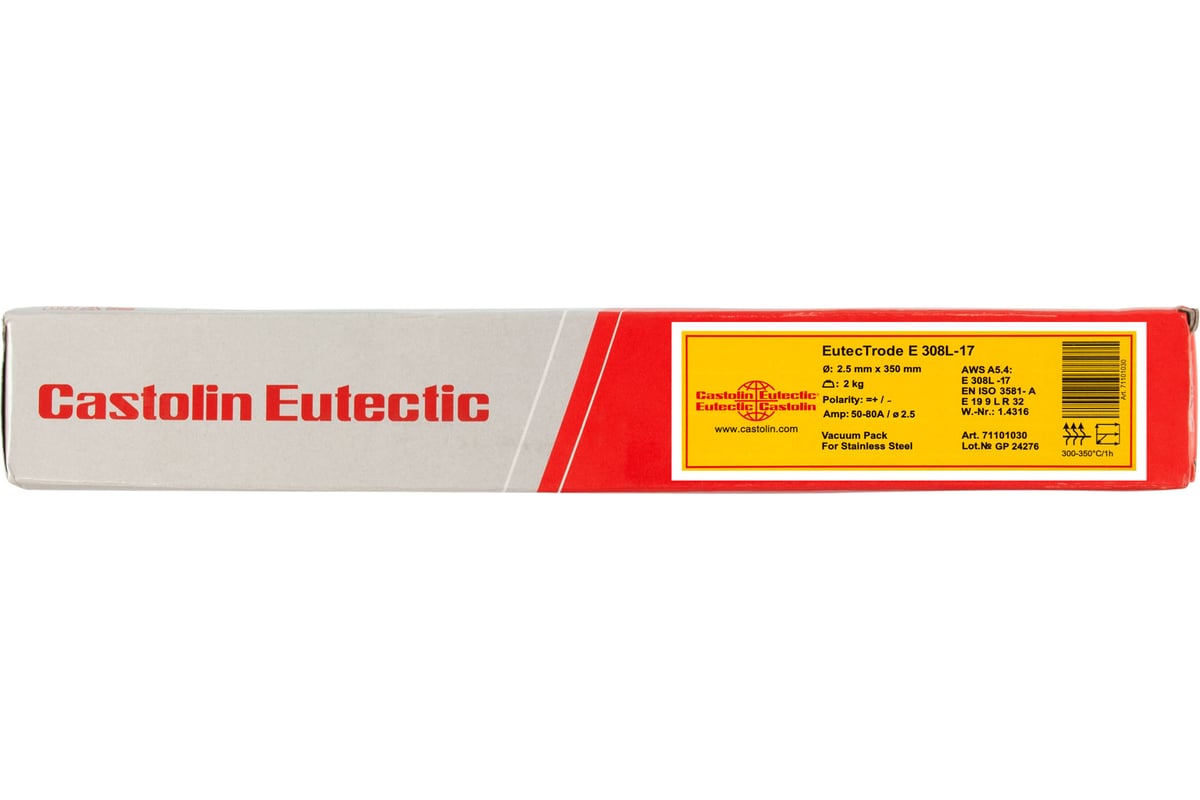 Электроды EutecTrode Е308L-17 VP 2.5x350 мм, 2 кг CASTOLIN 71101030
