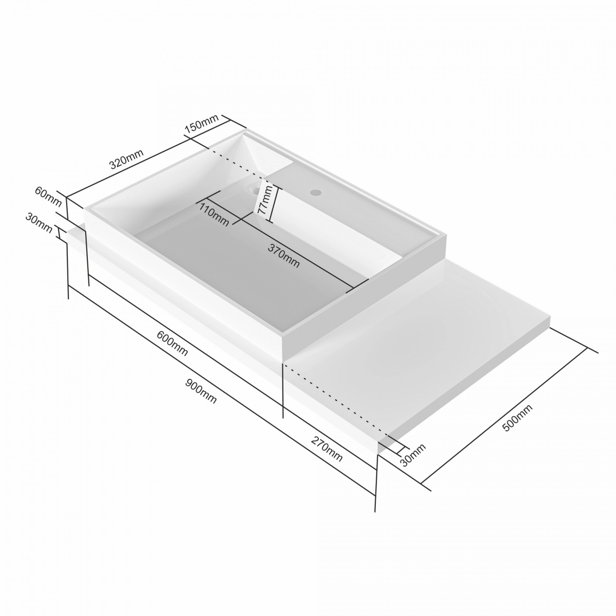 Раковина Санта Юпитер 90x50 см чаша слева