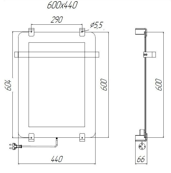 Полотенцесушитель электрический Allen Brau Infinity 60x44 см с рейлингом, серебро браш, 00288916