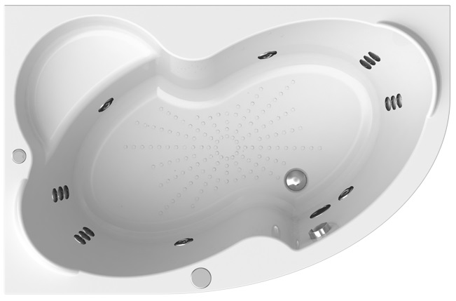Акриловая ванна Ваннеса Ирма 160х105 с полотенцедержателем, г/м Актив хром, L