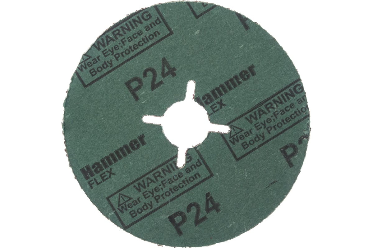 Круг шлифовальный фибровый Flex 243-001 (5 шт; 115 мм; P24; 13000 об/мин; 80 м/с) Hammer 526830