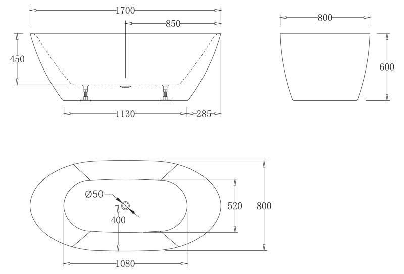 Акриловая ванна BelBagno BB77-1700 170x80