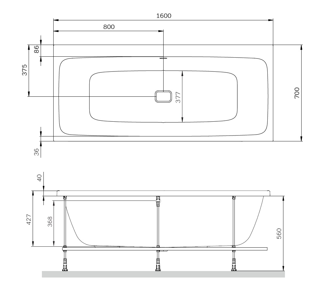 Акриловая ванна Am.Pm Func W84A-160-070W-A 160x70 см