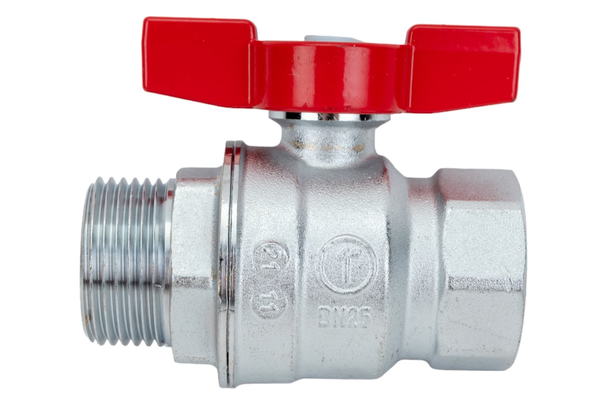 Шаровой кран Giacomini R854, 1, ВН, ручка-бабочка красная, хромированный R854X025