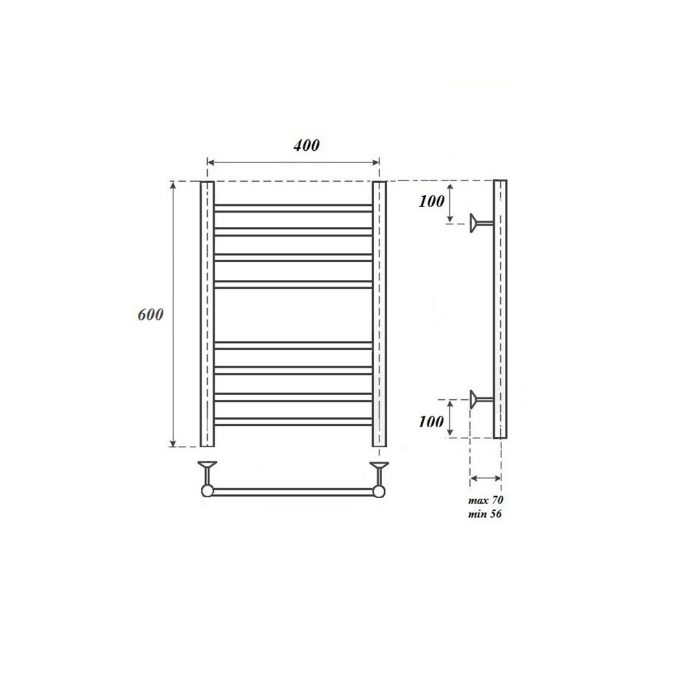 Полотенцесушитель водяной Point PN10146S П8 40x60, хром