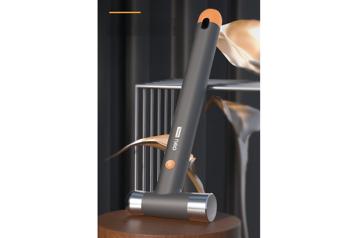 Молоток Deli home series gray ht7008l 400гр, эксклюзивный дизайн, рукоять из софттач пластика, подарочная упаковка 112882