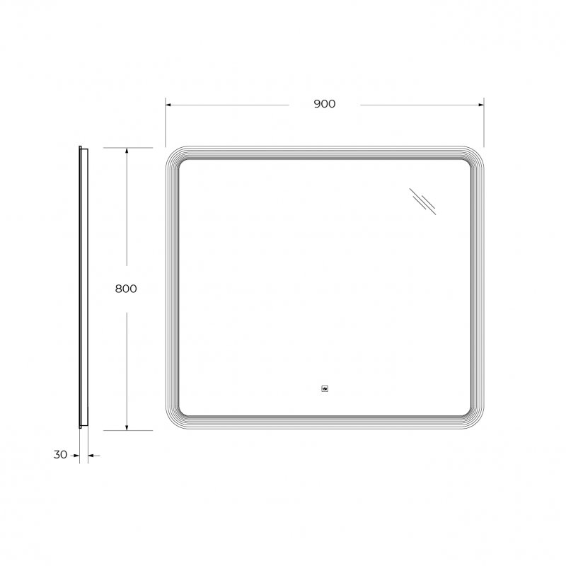 Зеркало Cezares Duet 90x80 см с подсветкой CZR-SPC-DUET-900-800-LED-TCH