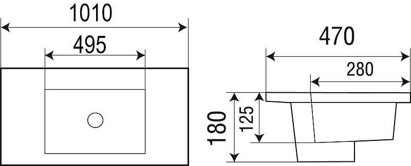 Раковина WeltWasser DEILBACH 7506-100 MT- BL 101 см, 10000005568 черный матовый