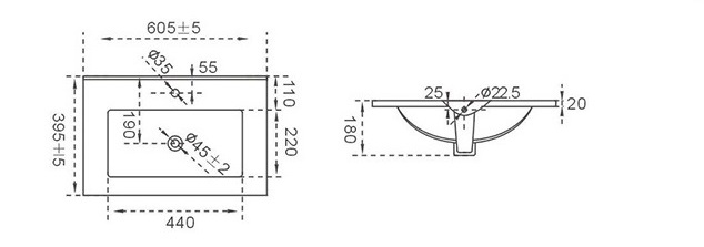 Раковина CeramaLux NYJ 803-60 61 см