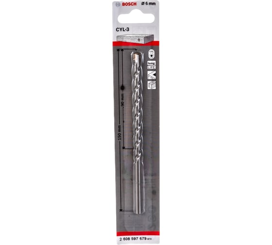 Сверло по бетону Silver Percussion (6х90х150 мм) Bosch 2.608.597.679