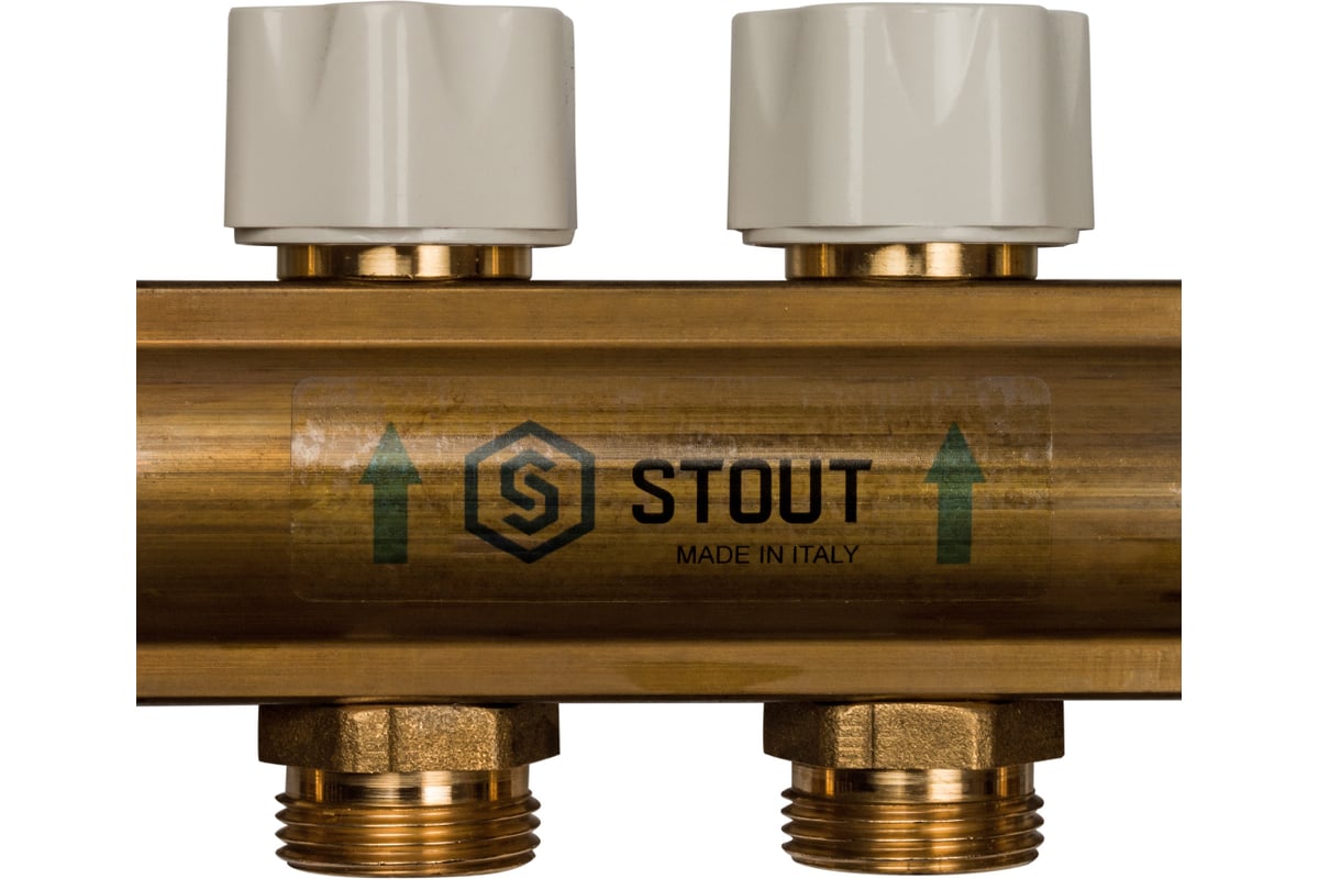 Распределительный коллектор из латуни без расходомеров 6 вых. STOUT SMB 0468 000006