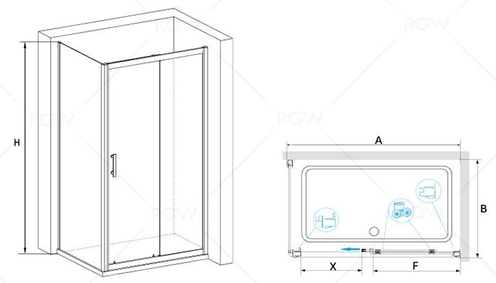 Душевой уголок RGW Passage PA-145 120x80 прозрачное, хром