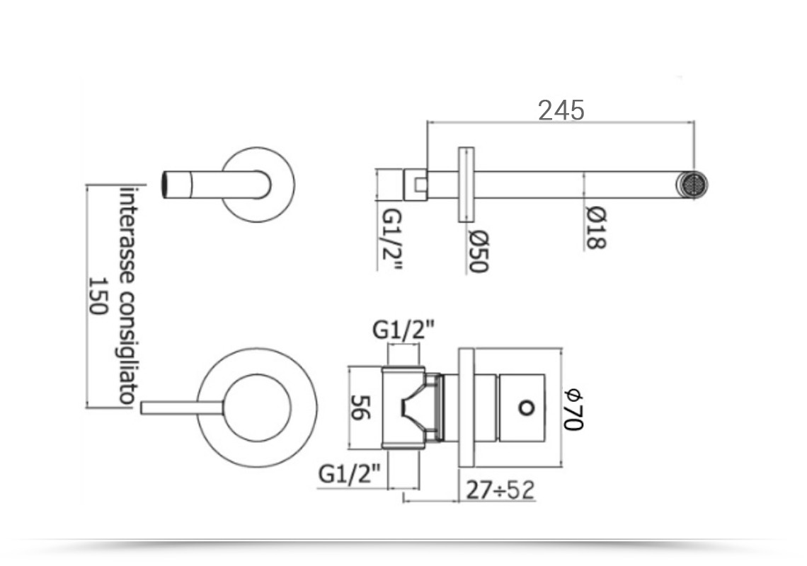 Смеситель для раковины Paffoni Light LIG007CR70 хром (24,5 мм)