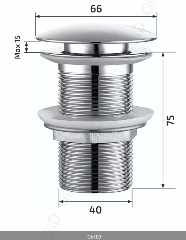 Донный клапан Gid CH100 Хром без перелива