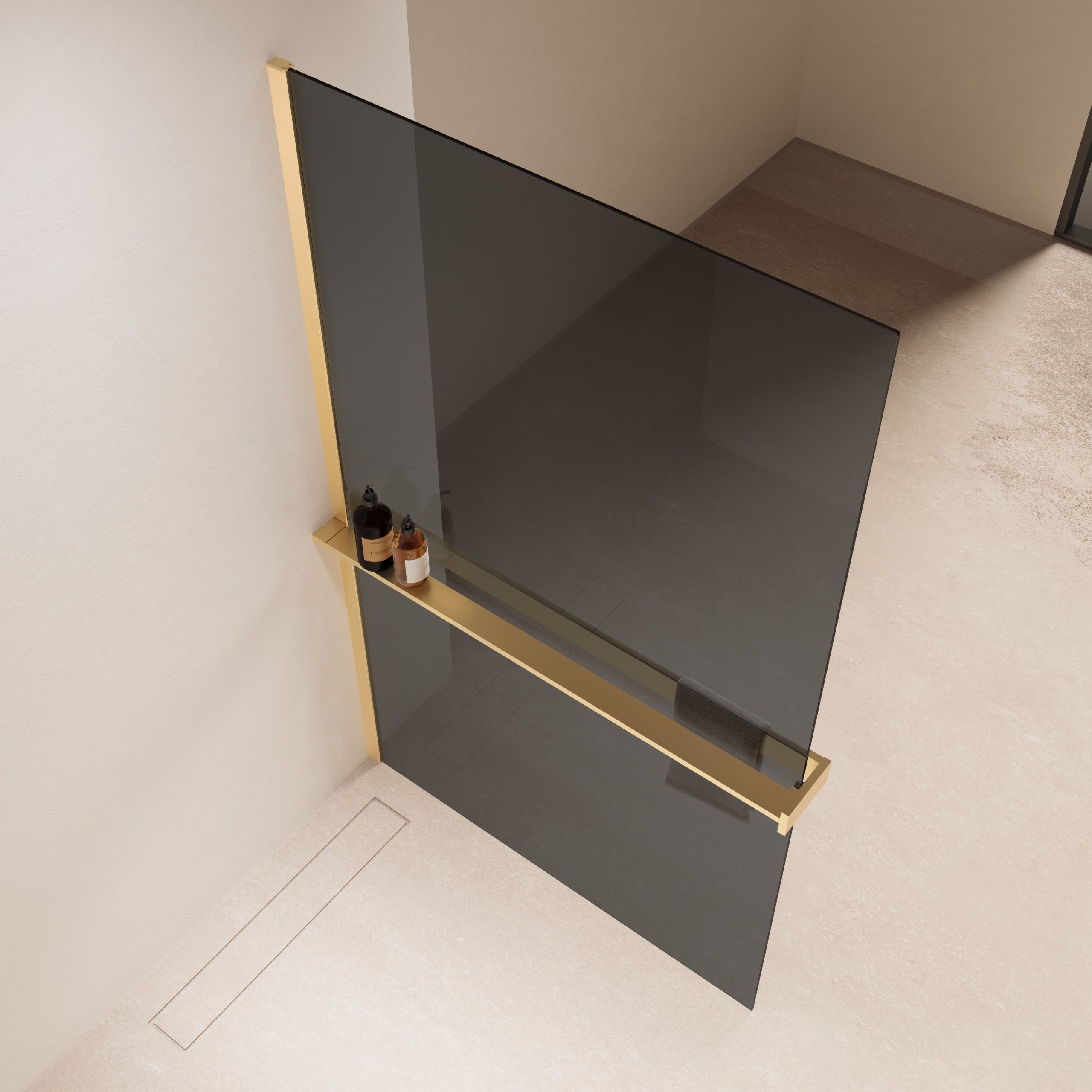 Душевая перегородка Vincea Walk-In VSW-1HR110CGG 110x200 матовое золото, тонированное