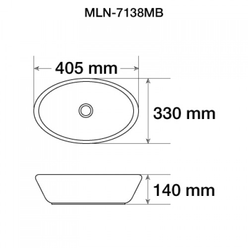 Раковина Melana MLN-7138MB 40.5 см, черный матовый