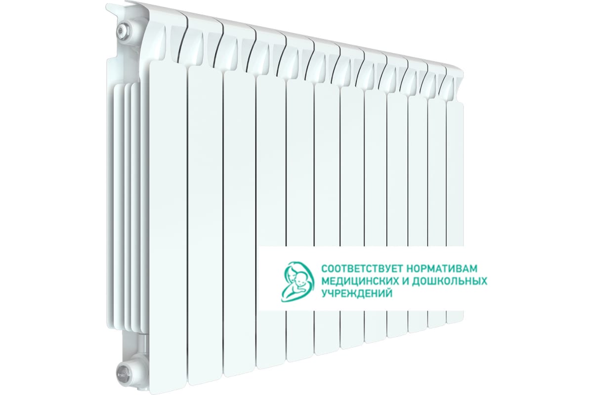 Биметаллический радиатор Rifar MONOLIT 500 12 секций, боковое подключение RQLAGK1B4UUG80
