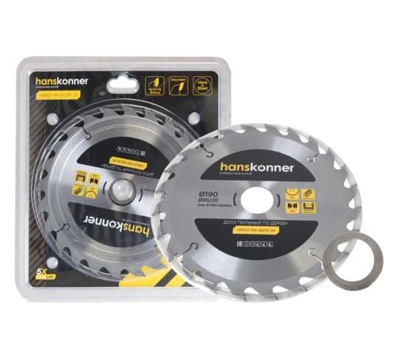 Диск пильный 190х30/20 мм, 24Z Hanskonner H9022-190-30/20-24